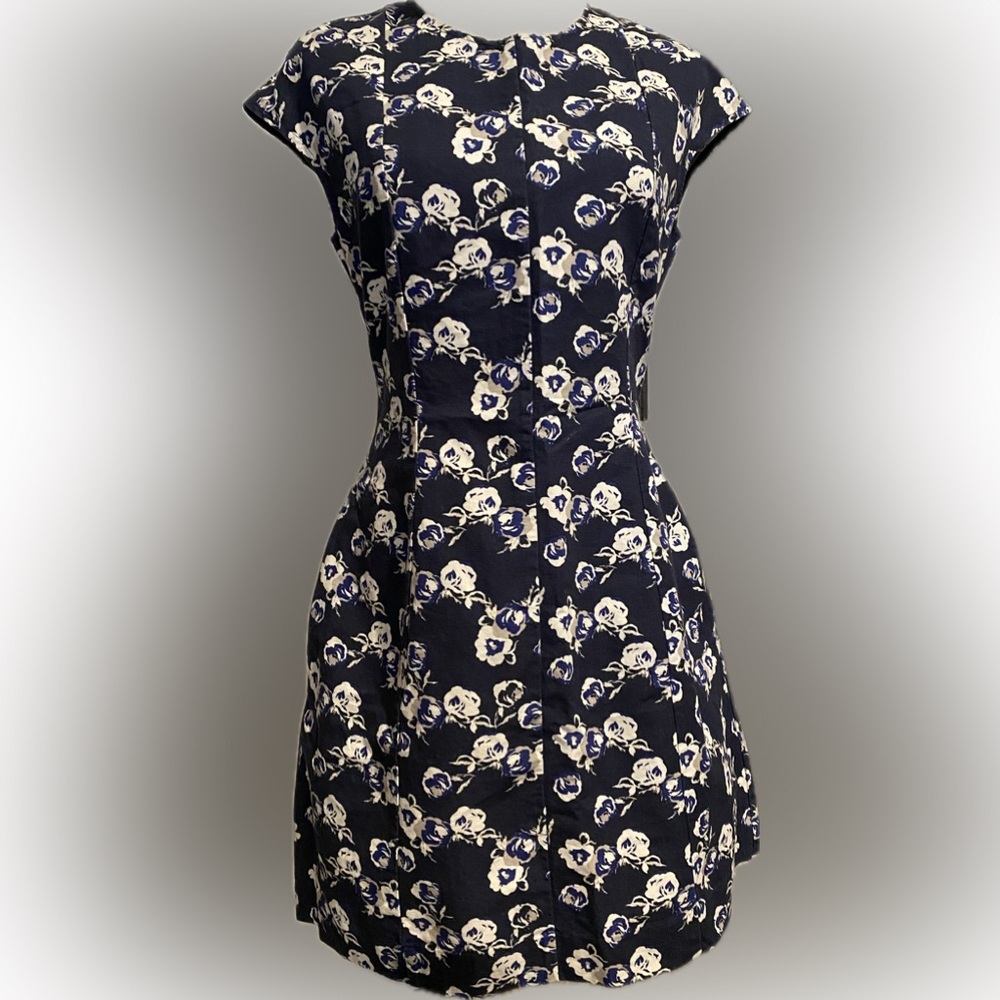 Gap Womens Cotton Linen Blue Floral Sheath Dress Cap Sleeve NWOT